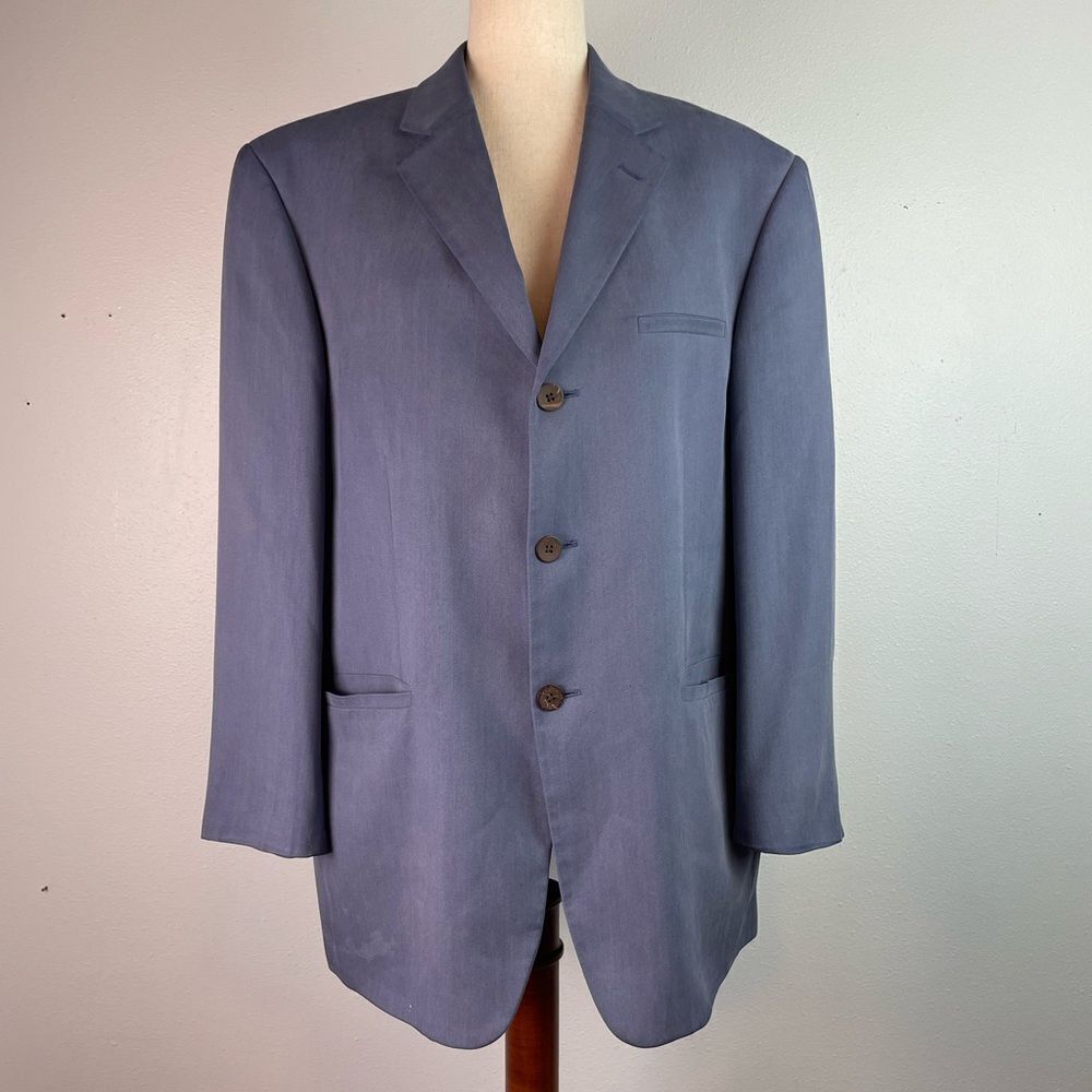 Joseph & Feiss Silk Blue Sport Coat with Notched Lapel Size 42S EUC